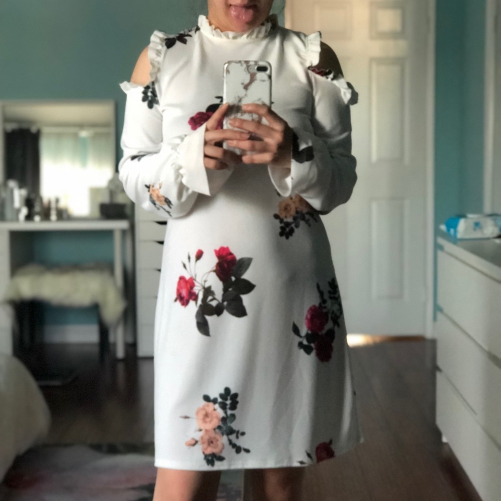 Beautiful white cold shoulder dress